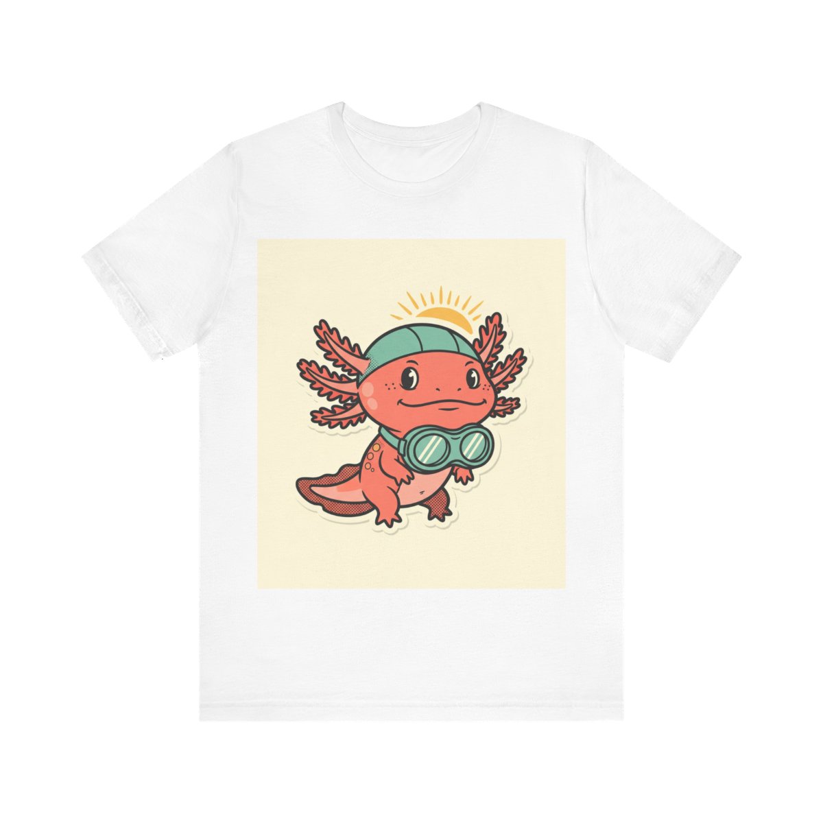 Axolotl Swim Club Vintage 70s T-Shirt on a t-shirt